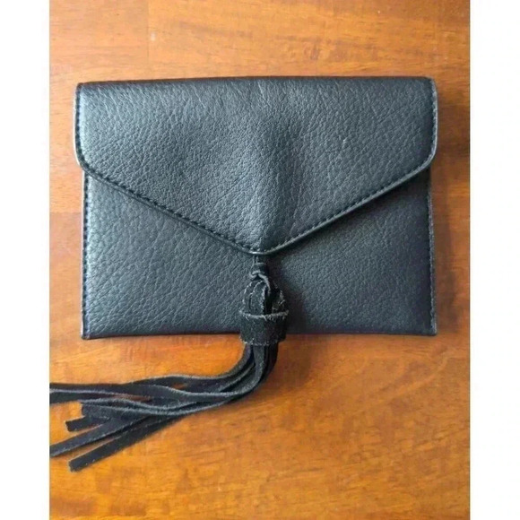 Anthropologie Handbags - Black Leather Clutch Anthropologie